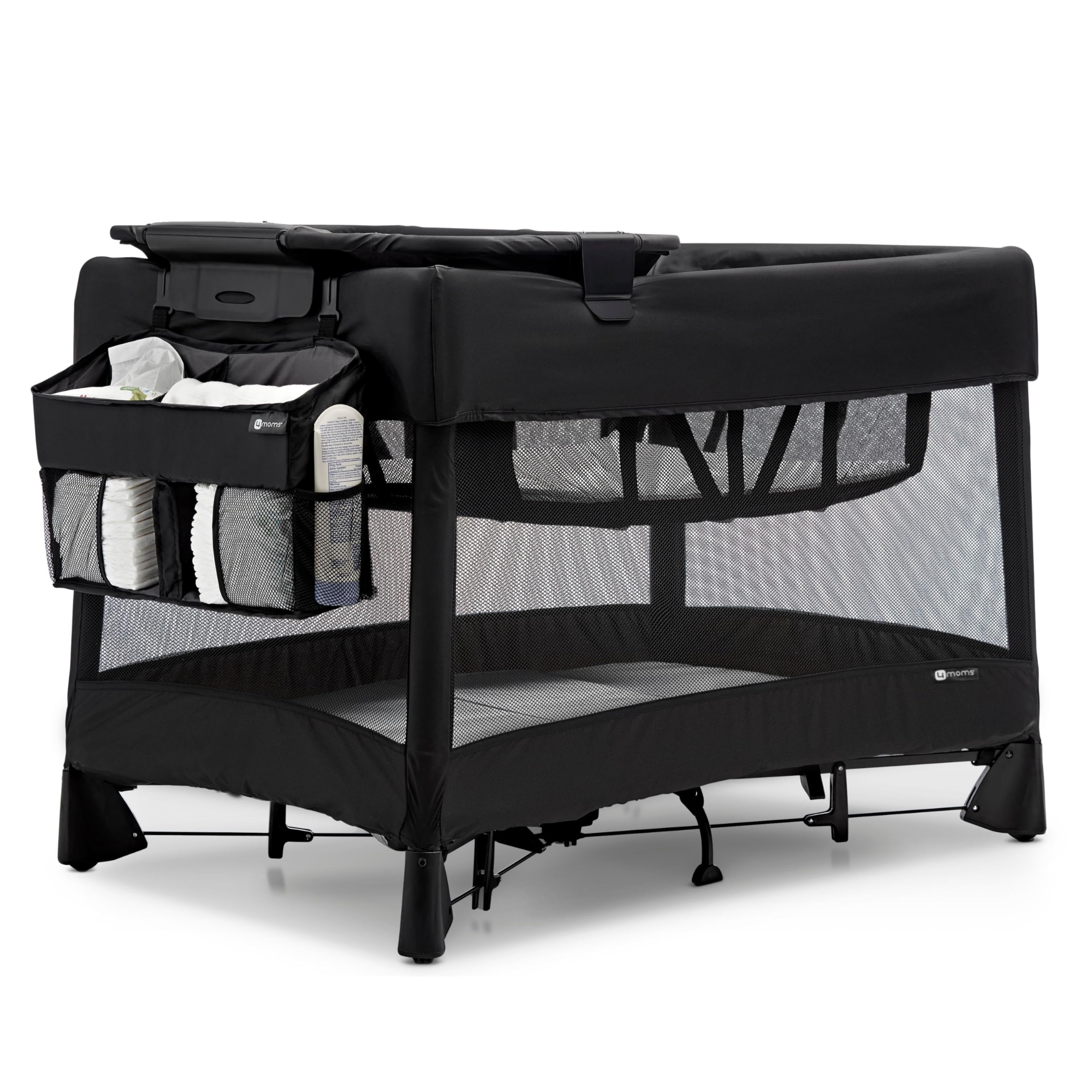 4moms Breeze Playard Diaper Caddy, Storage for Diapers, Baby Wipes, and Organization, Black - Image 3